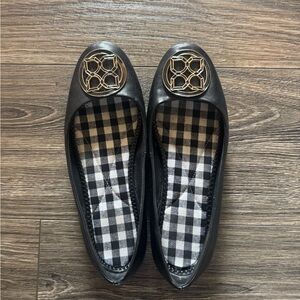 Kelly & Katie Black Flats with Gold Accent